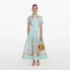 Mint Floral Organza Midi Dress