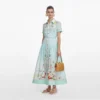 Mint Floral Organza Midi Dress