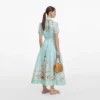 Mint Floral Organza Midi Dress