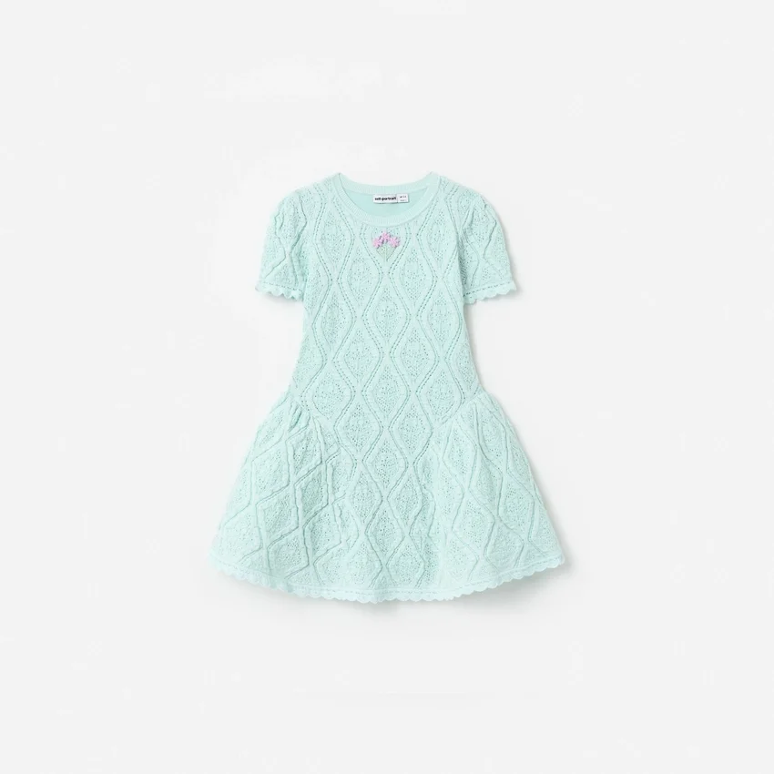 Mint Flower Embroidered Knit Dress Mint Flower Embroidered Knit Dress