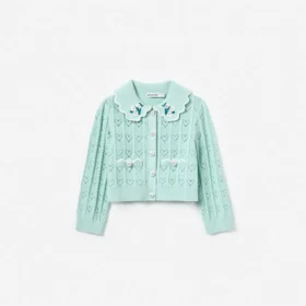 Mint Heart Knit Cardigan
