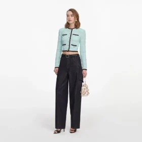 Mint Pointelle Knit Cardigan