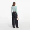 Mint Pointelle Knit Cardigan