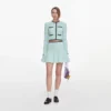 Mint Pointelle Knit Mini Skirt