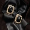 Mottled Gold Black Earrings