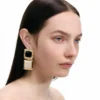 Mottled Gold Black Tiered Earrings Mottled Gold Black Tiered Earrings