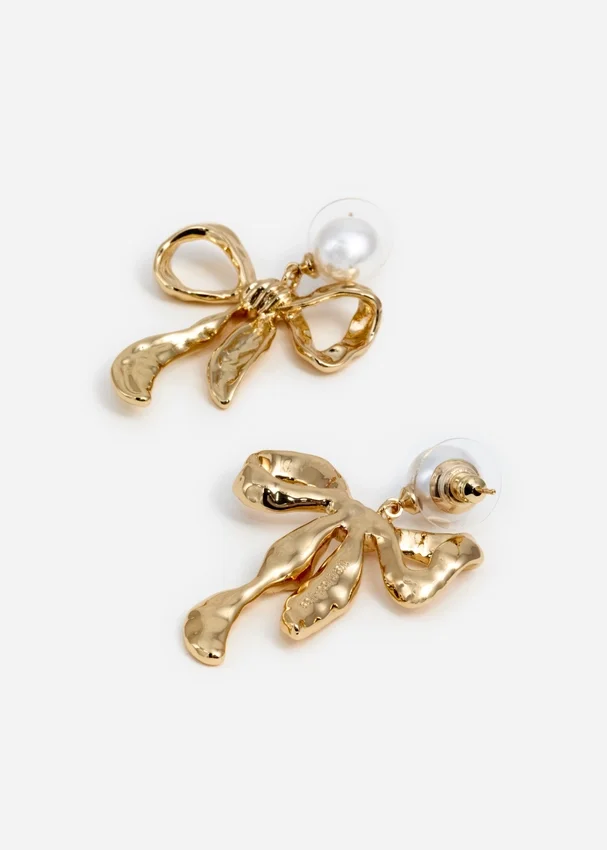 Mottled Gold Bow Earrings Mottled Gold Bow Earrings