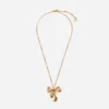 Mottled Gold Bow Pendant Necklace