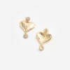 Mottled Gold Heart Crystal Earring