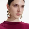 Mottled Gold Pearl Tiered Earrings