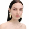 Mottled Gold Pearl Tiered Earrings