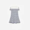 Navy And Cream Stripe Knitted Dress