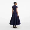 Navy Boucle Taffeta Midi Dress Navy Boucle Taffeta Midi Dress