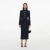 Navy Boucle Tailored Midi Dress