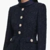 Navy Boucle Tailored Midi Dress
