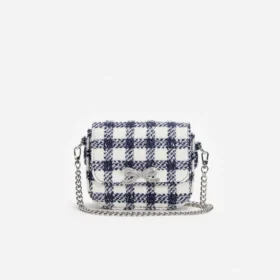 Navy Check Boucle Bag