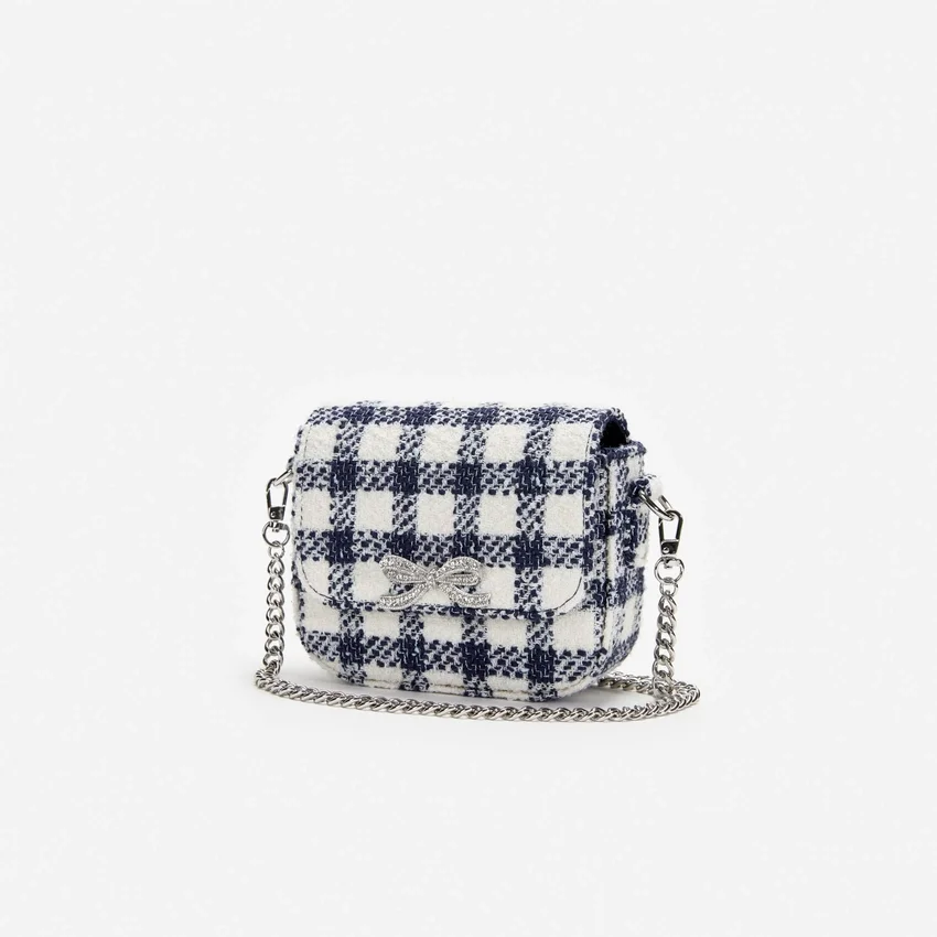 Navy Check Boucle Bag Navy Check Boucle Bag