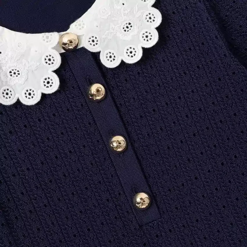 Navy Contrast Collar Knit Dress Navy Contrast Collar Knit Dress
