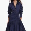 Navy Cotton Asymmetric Midi Dress Navy Cotton Asymmetric Midi Dress