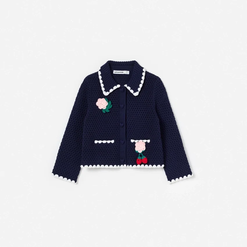 Navy Crochet Knitted Cardigan Navy Crochet Knitted Cardigan