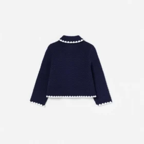 Navy Crochet Knitted Cardigan