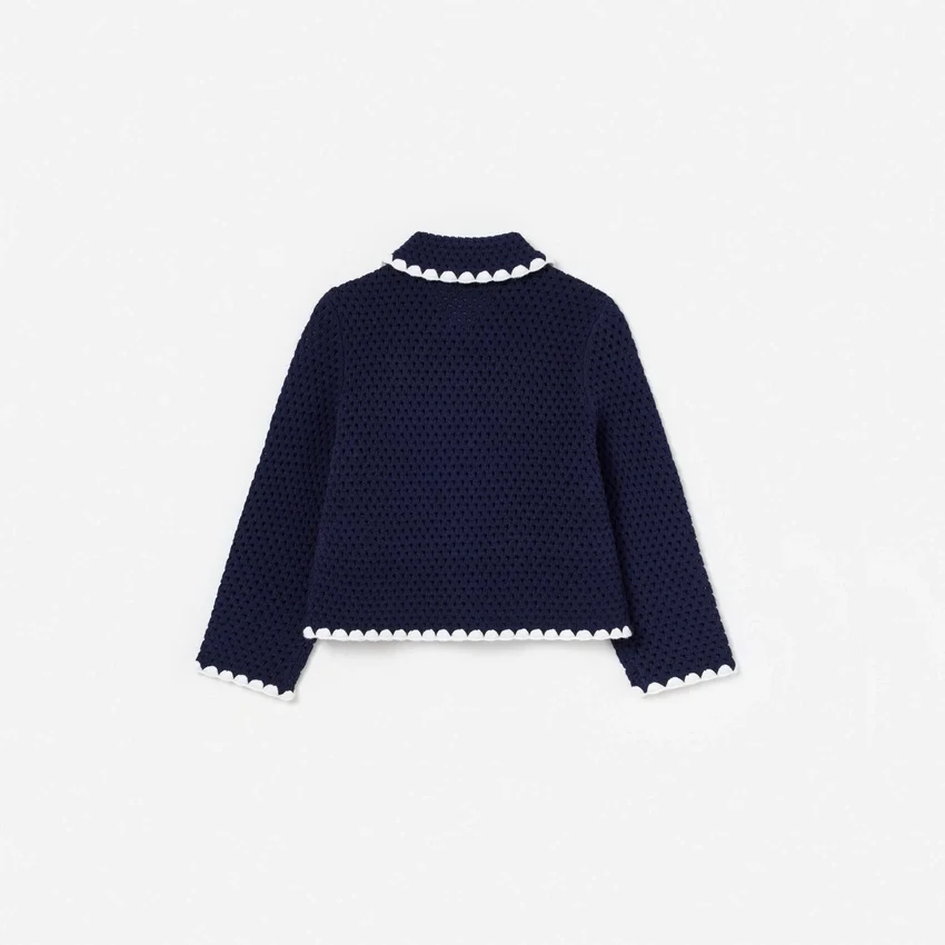 Navy Crochet Knitted Cardigan Navy Crochet Knitted Cardigan