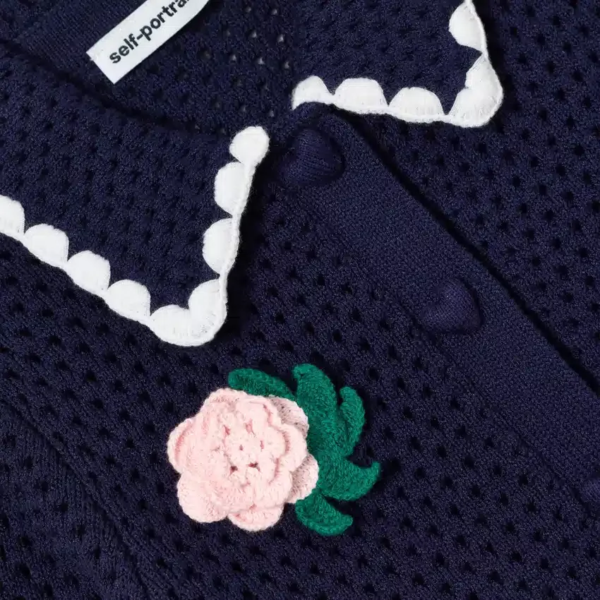 Navy Crochet Knitted Cardigan Navy Crochet Knitted Cardigan