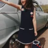 Navy Crochet Knitted Dress Navy Crochet Knitted Dress