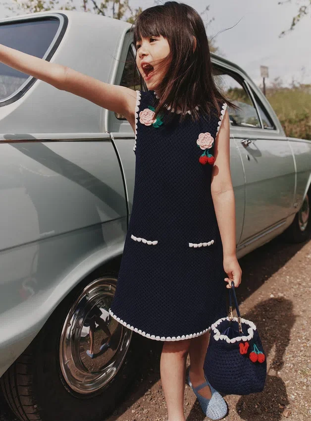 Navy Crochet Knitted Dress Navy Crochet Knitted Dress