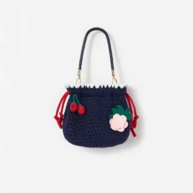 Navy Crochet Pouch Bag