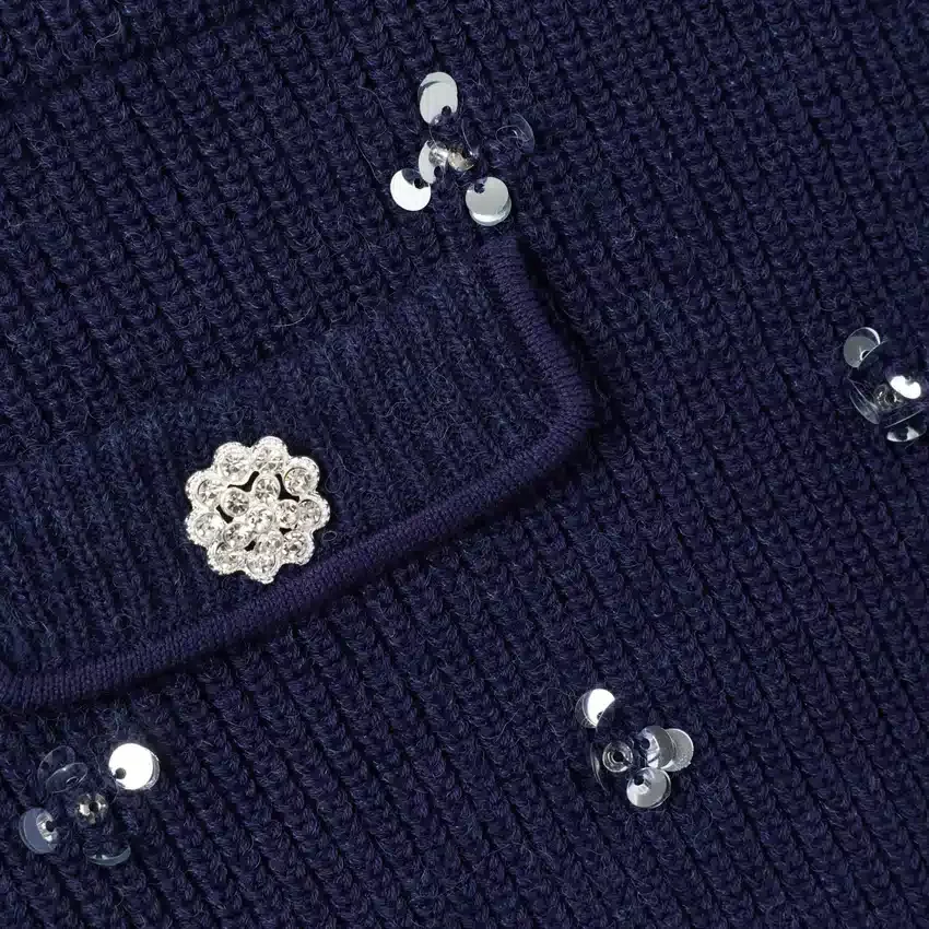 Navy Embellished Knit Skirt Navy Embellished Knit Skirt