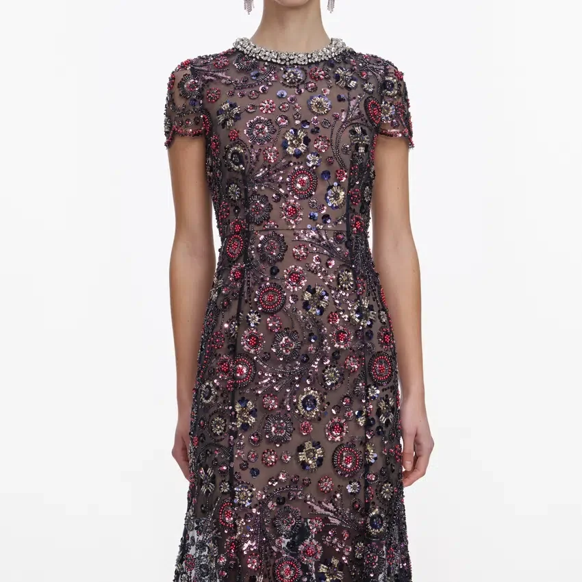 Navy Floral Sequin Midi Dress Navy Floral Sequin Midi Dress