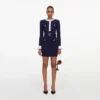 Navy Flower Rib Knit Mini Dress Navy Flower Rib Knit Mini Dress