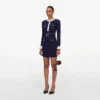 Navy Flower Rib Knit Mini Dress Navy Flower Rib Knit Mini Dress