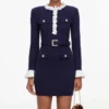Navy Flower Rib Knit Mini Dress Navy Flower Rib Knit Mini Dress