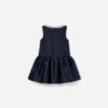 Navy Flower Scallop Taffeta Dress Navy Flower Scallop Taffeta Dress