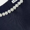 Navy Flower Scallop Taffeta Dress Navy Flower Scallop Taffeta Dress