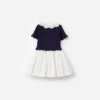 Navy Knit Pleated Dress