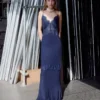 Navy Lace Georgette Maxi Dress