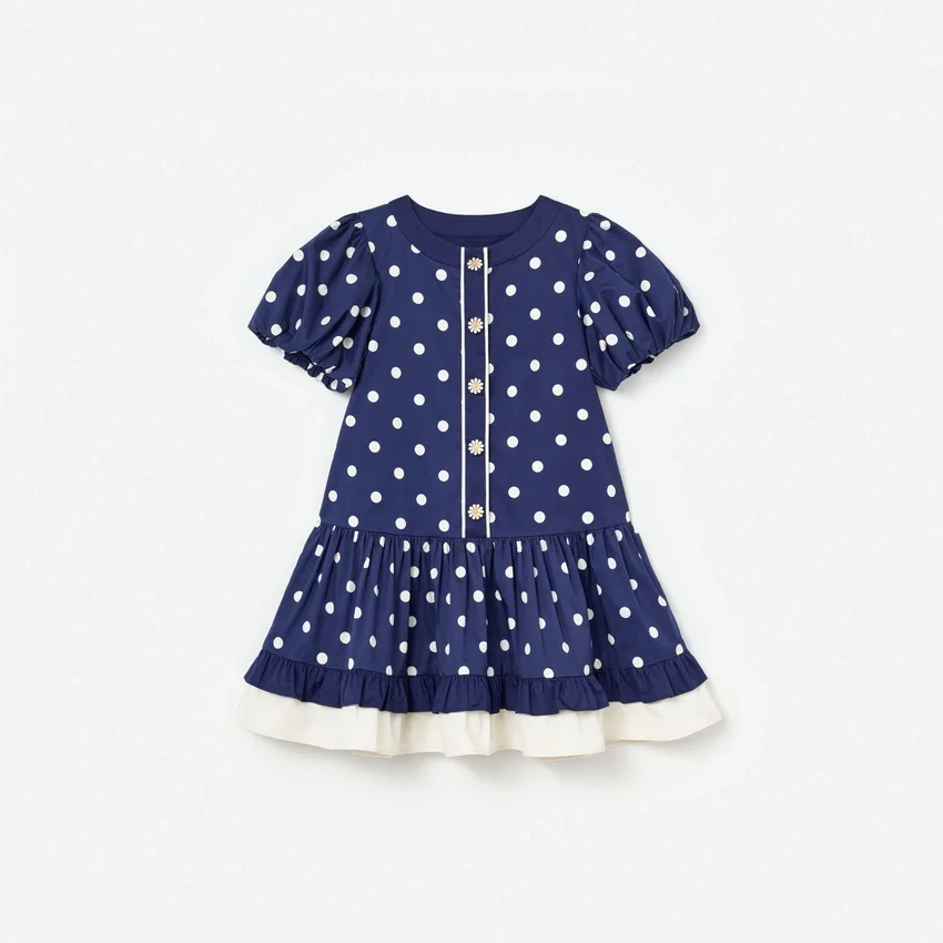 Navy Polka Dot Cotton Printed Dress Navy Polka Dot Cotton Printed Dress