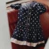 Navy Polka Dot Cotton Printed Dress Navy Polka Dot Cotton Printed Dress
