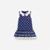 Navy Polka Dot Cotton Sleeveless Dress Navy Polka Dot Cotton Sleeveless Dress