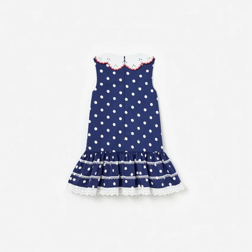 Navy Polka Dot Cotton Sleeveless Dress Navy Polka Dot Cotton Sleeveless Dress
