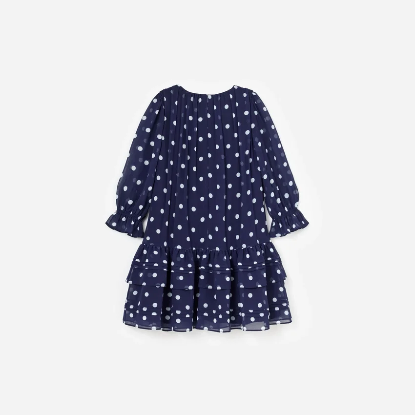 Navy Polka Dot Georgette Dress Navy Polka Dot Georgette Dress