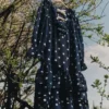 Navy Polka Dot Georgette Dress Navy Polka Dot Georgette Dress
