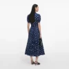 Navy Polka Dot Satin Midi Dress Navy Polka Dot Satin Midi Dress