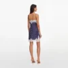 Navy Polka Dot Satin Mini Dress