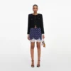 Navy Polka Dot Satin Mini Skirt