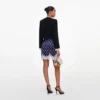 Navy Polka Dot Satin Mini Skirt