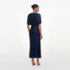 Navy Rhinestone Cape Sleeve Midi Dress Navy Rhinestone Cape Sleeve Midi Dress